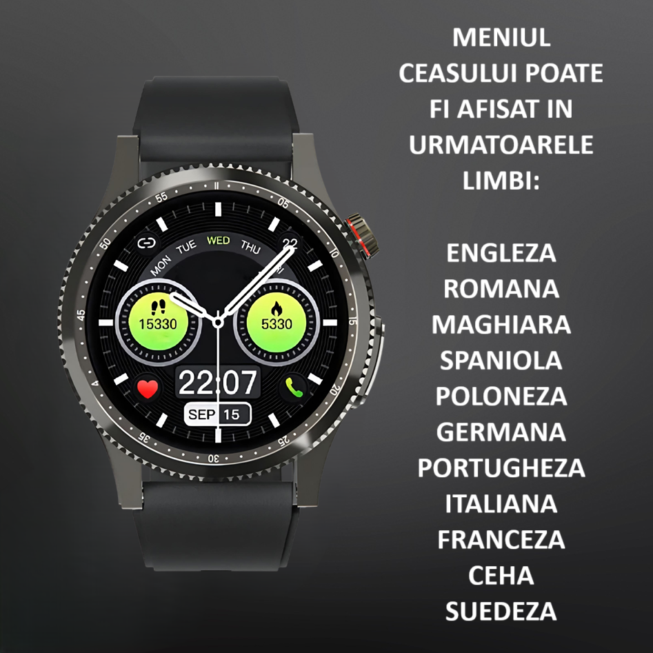 Ceas SmartWatch ZENARK® HX 9 PRO, Ecran AMOLED Ultra HD 4K, Monitorizare Glicemie, ECG, Ritm cardiac 24H, Somn, Oxigen sange, Temperatura corporala, Tensiune arteriala, Respiratie, Analiza sange, Evaluare rapida 30 Sec, Notificari, Apel, SMS, Negru [2]