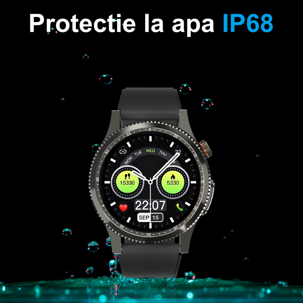 Ceas SmartWatch ZENARK® HX 9 PRO, Ecran AMOLED Ultra HD 4K, Monitorizare Glicemie, ECG, Ritm cardiac 24H, Somn, Oxigen sange, Temperatura corporala, Tensiune arteriala, Respiratie, Analiza sange, Evaluare rapida 30 Sec, Notificari, Apel, SMS, Negru [13]