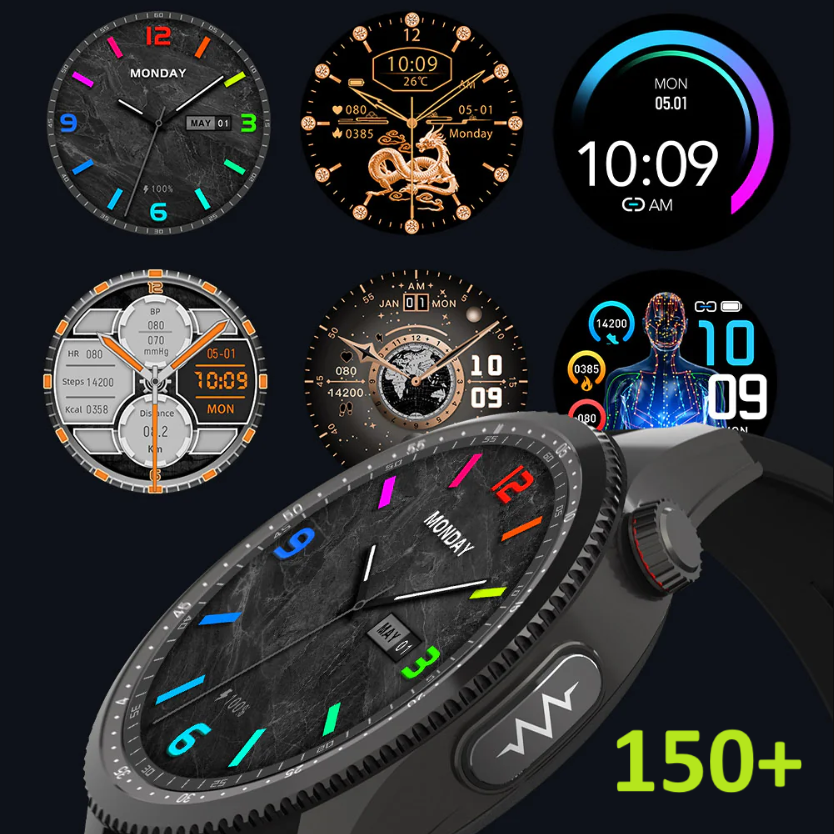 Ceas SmartWatch ZENARK® HX 9 PRO, Ecran AMOLED Ultra HD 4K, Monitorizare Glicemie, ECG, Ritm cardiac 24H, Somn, Oxigen sange, Temperatura corporala, Tensiune arteriala, Respiratie, Analiza sange, Evaluare rapida 30 Sec, Notificari, Apel, SMS, Negru [14]
