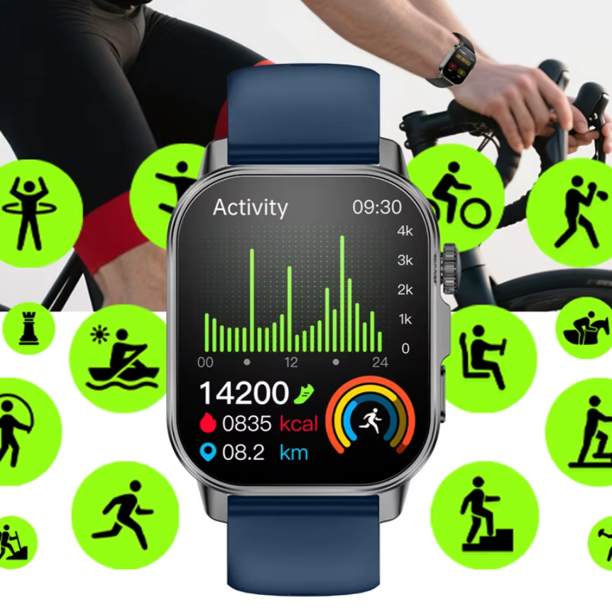 Ceas SmartWatch ZENARK® ET57 ONE, Ecran IPS UHD 4K, Functii sanatate, +100 Sporturi, Negru [12]