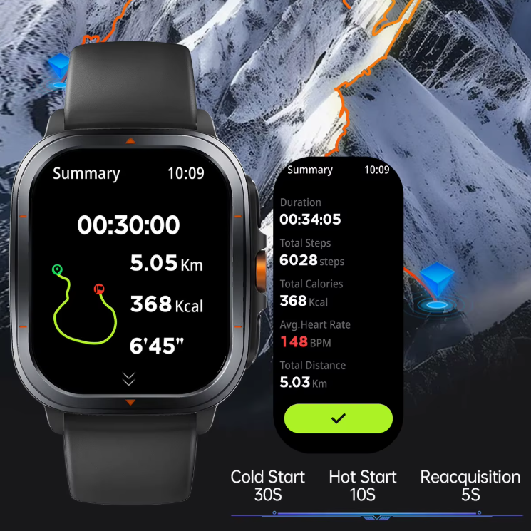 Ceas Smartwatch Zenark® T500 S, GPS integrat, Ecran IPS HD, Baterie 450 mAh, Negru [2]