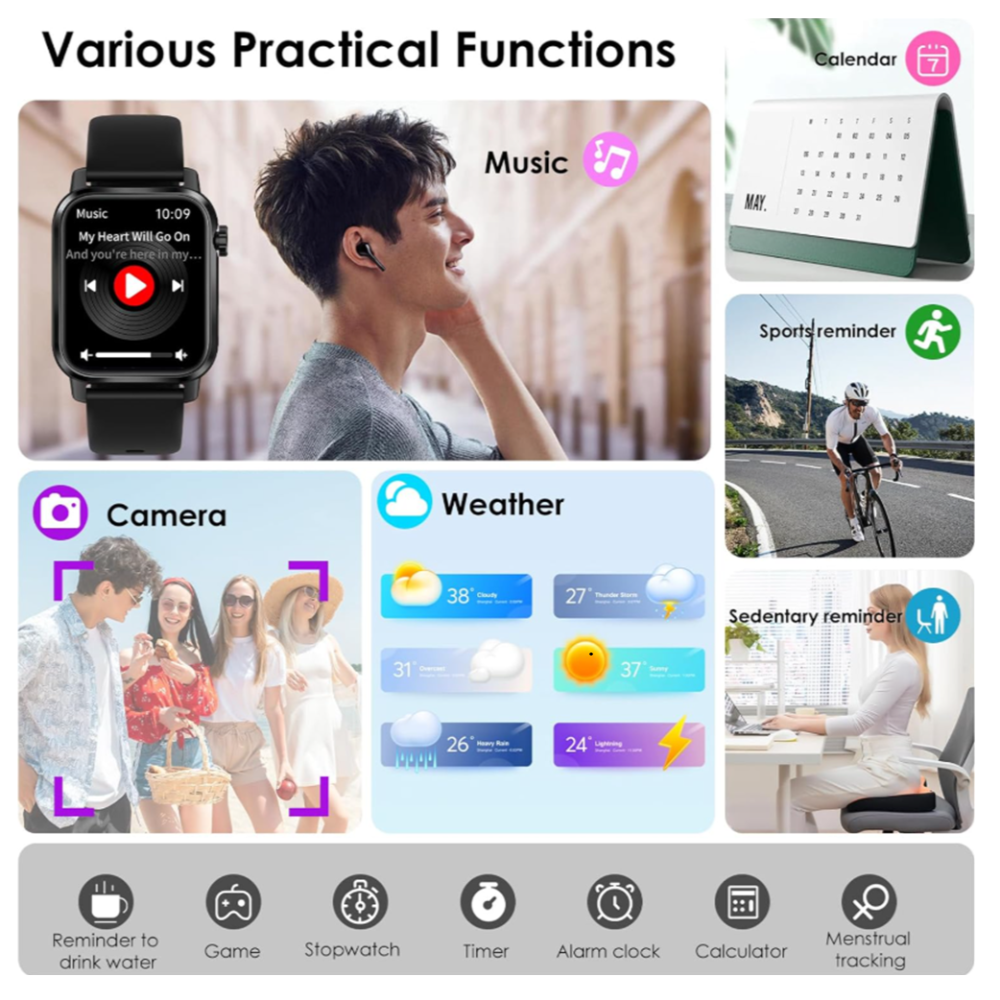 Ceas SmartWatch ZENARK® VZ 3 LITE, Ecran Ultra HD, Negru [9]