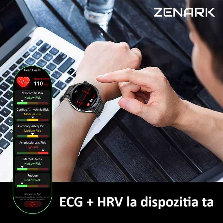 Ceas SmartWatch ZENARK® MED-X 14 PRO, Ecran IPS Ultra 4K, Functii sanatate, Negru [10]