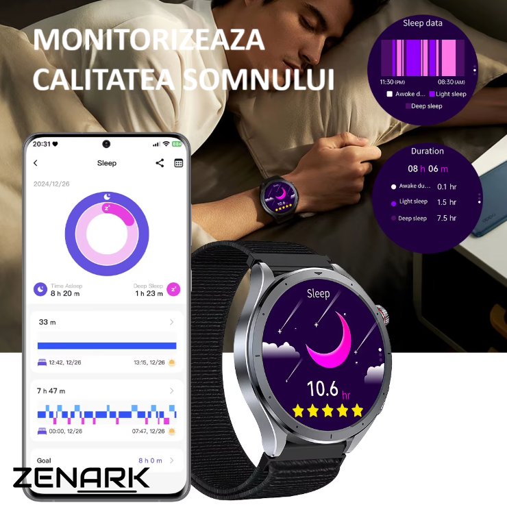 Ceas SmartWatch ZENARK® MED-X 14 PRO, Ecran IPS Ultra 4K, Functii sanatate, Negru [12]