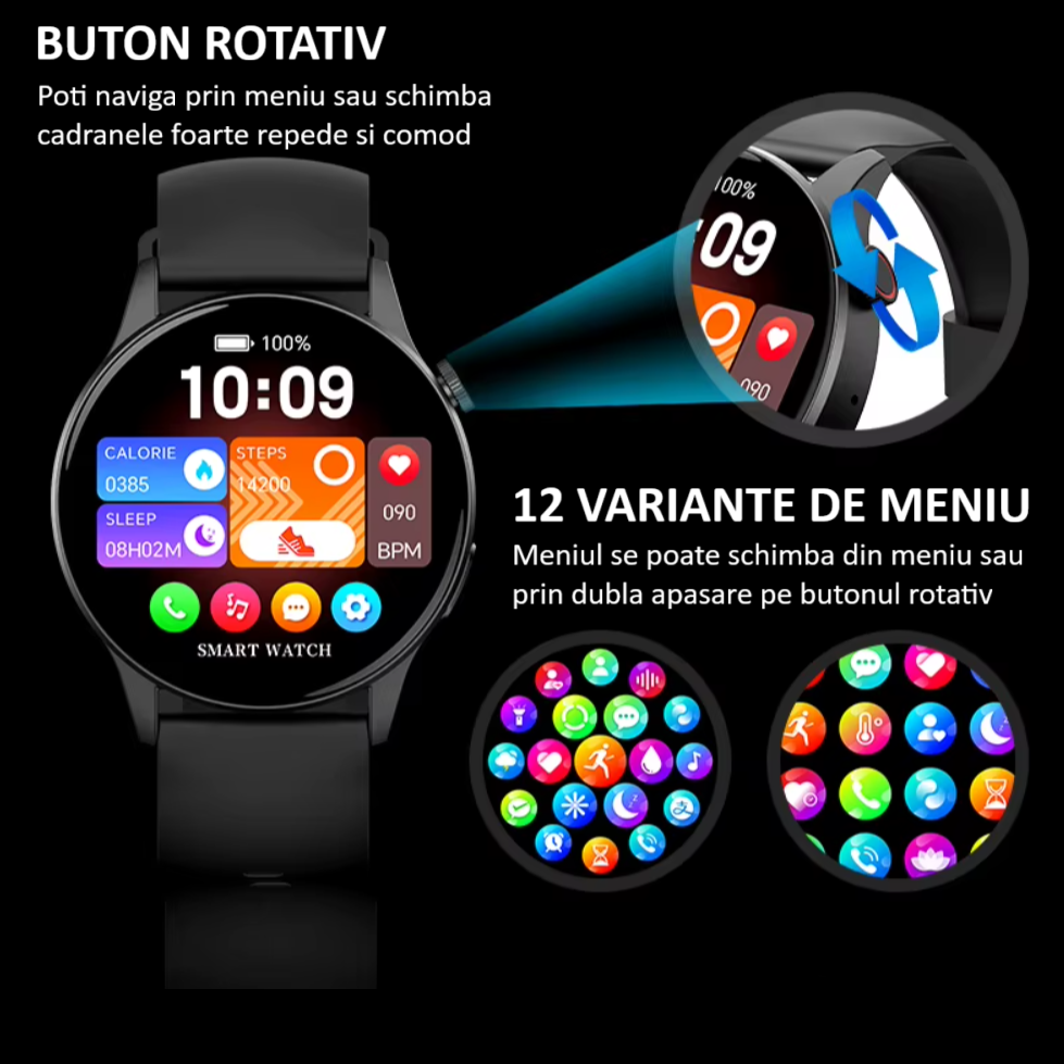 Ceas SmartWatch ZENARK® Y8 LITE, Ecran AMOLED, Ultra HD 4K, Roz [12]
