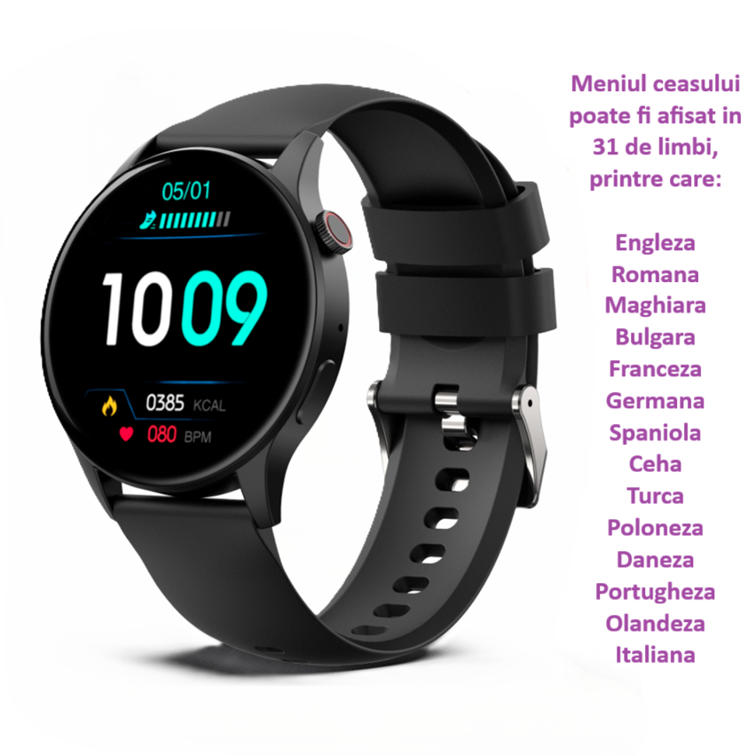 Ceas SmartWatch ZENARK® Y8 S, Ecran AMOLED, Ultra HD 4K , Negru [2]