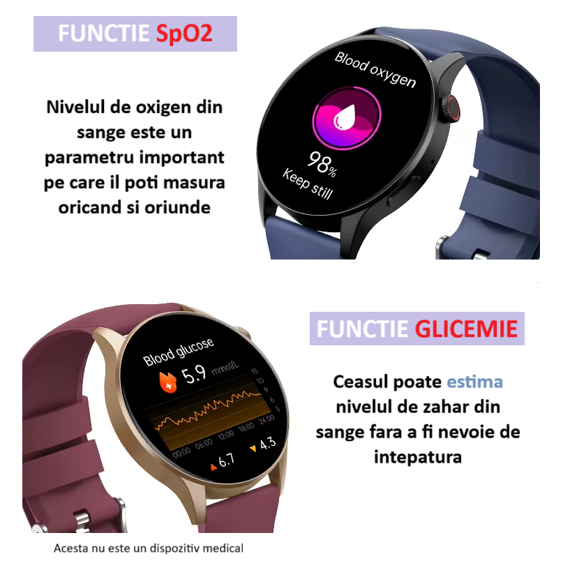 Ceas SmartWatch ZENARK® Y8 S, Ecran AMOLED, Ultra HD 4K , Negru [3]