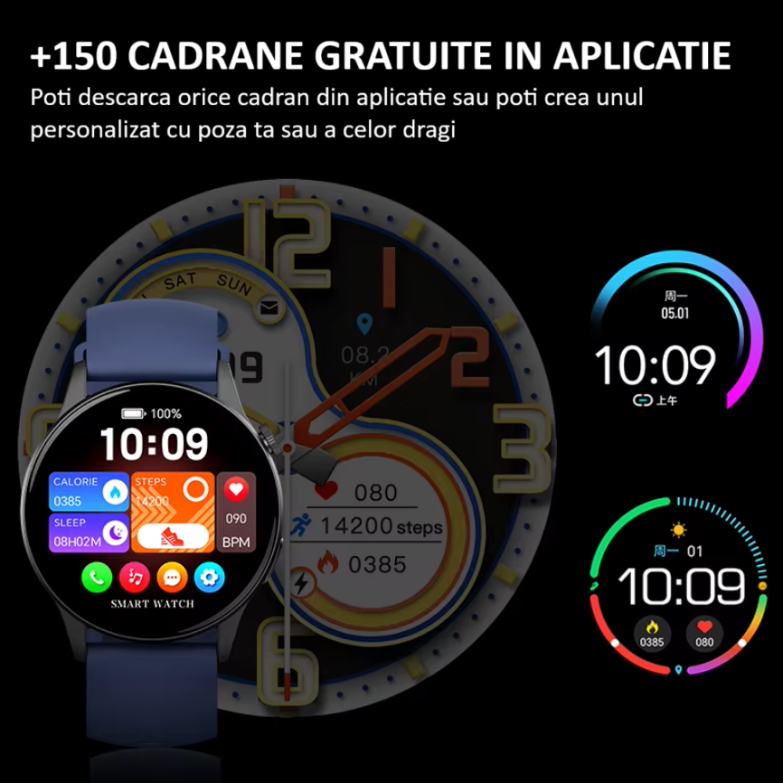 Ceas SmartWatch ZENARK® Y8 S, Ecran AMOLED, Ultra HD 4K , Negru [4]