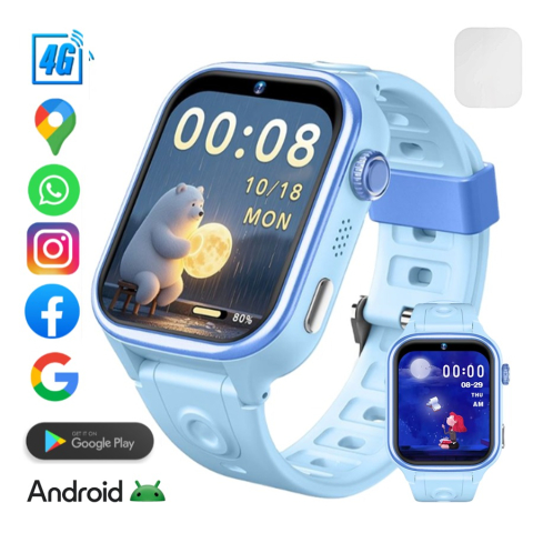 Super REDUCERI cu transport gratuit - Ceas smartwatch copii cu localizare GPS si telefon ZENARK® A6 PRO, Ecran 1.72 inch RETINA, Albastru
