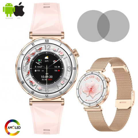 AMOLED series - Ceas SmartWatch Dama ZENARK® i22 PRO, SUPER AMOLED, Auriu