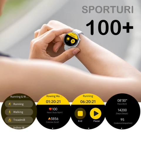Ceas SmartWatch de Dama ZENARK® MED EX 9 PRO, Ecran AMOLED Ultra HD 4K, 2 Bratari, Functii sanatate, Sporturi multiple, Silver [8]
