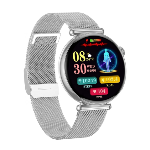 Ceas SmartWatch de Dama ZENARK® MED EX 9 PRO, Ecran AMOLED Ultra HD 4K, 2 Bratari, Functii sanatate, Sporturi multiple, Silver [3]