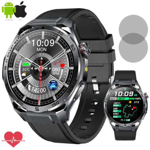 Super REDUCERI cu transport gratuit - Ceas SmartWatch ZENARK® X-ET 47 PRO, Ecran IPS Ultra 4K, Functii sanatate, Negru
