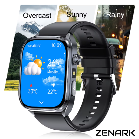 Ceas SmartWatch ZENARK® MEDX 13 PRO, Ecran IPS Ultra 4K, 2 Bratari, Functie SOS Persoane in Varsta, Lanterna LED, SOS LED, Sporturi Multiple, Negru [22]