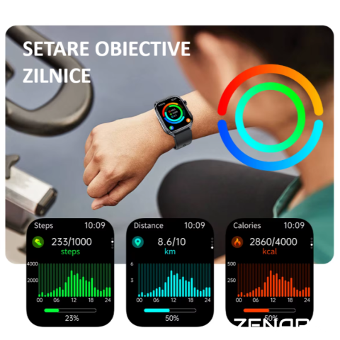 Ceas SmartWatch ZENARK® MEDX 13 PRO, Ecran IPS Ultra 4K, 2 Bratari, Functie SOS Persoane in Varsta, Lanterna LED, SOS LED, Sporturi Multiple, Negru [19]