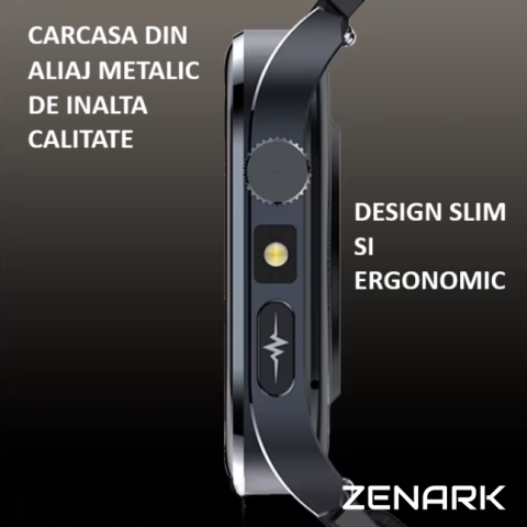 Ceas SmartWatch ZENARK® MEDX 13 PRO, Ecran IPS Ultra 4K, 2 Bratari, Functie SOS Persoane in Varsta, Lanterna LED, SOS LED, Sporturi Multiple, Negru [2]