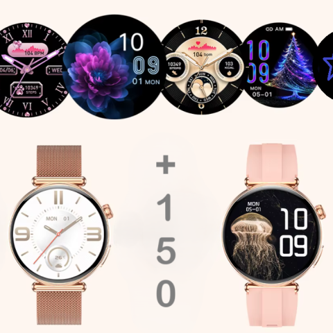 Ceas SmartWatch de Dama ZENARK® MED EX 9 PRO, Ecran AMOLED Ultra HD 4K, 2 Bratari, Functii sanatate, Sporturi multiple, Gold [18]