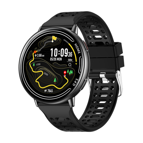 Ceas SmartWatch ZENARK® K100, Ecran Ultra HD 360x360, 2 bratari incluse, GPS integrat, 100+ Sporturi, Negru [1]