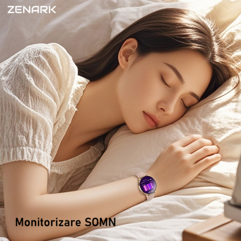 Ceas SmartWatch ZENARK® Dbit 8, 2 Bratari, Ecran 1.32 inch AMOLED Ultra HD 4K, Functii sanatate, Sporturi multiple, Lanterna, Negru [8]