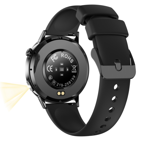 Ceas SmartWatch ZENARK® Dbit 8, 2 Bratari, Ecran 1.32 inch AMOLED Ultra HD 4K, Functii sanatate, Sporturi multiple, Lanterna, Negru [1]