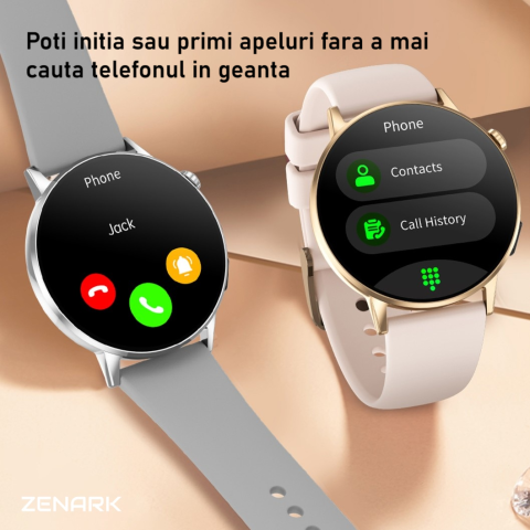 Ceas SmartWatch ZENARK® Dbit 8, 2 Bratari, Ecran 1.32 inch AMOLED Ultra HD 4K, Functii sanatate, Sporturi multiple, Lanterna, Negru [7]
