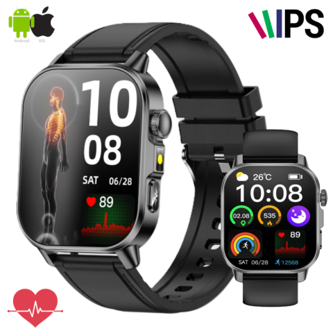 Super REDUCERI cu transport gratuit - Ceas SmartWatch ZENARK® ET57 ONE, Ecran IPS UHD 4K, Functii sanatate, +100 Sporturi, Negru
