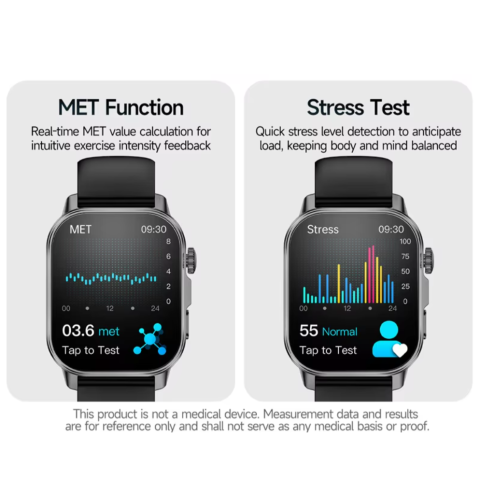 Ceas SmartWatch ZENARK® ET57 ONE, Ecran IPS UHD 4K, Functii sanatate, +100 Sporturi, Negru [6]