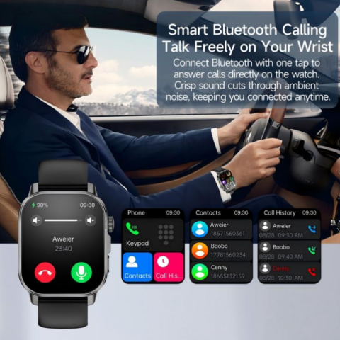 Ceas SmartWatch ZENARK® ET57 ONE, Ecran IPS UHD 4K, Functii sanatate, +100 Sporturi, Negru [14]