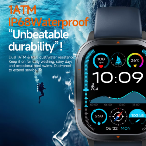 Ceas Smartwatch Zenark® T500 S, GPS integrat, Ecran IPS HD, Baterie 450 mAh, Negru [6]