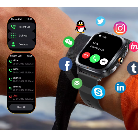 Ceas Smartwatch Zenark® T500 S, GPS integrat, Ecran IPS HD, Baterie 450 mAh, Negru [14]
