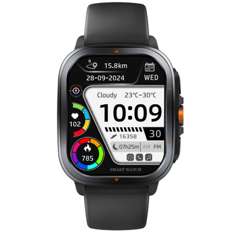Ceas Smartwatch Zenark® T500 S, GPS integrat, Ecran IPS HD, Baterie 450 mAh, Negru [18]