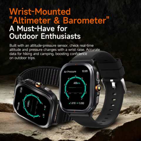 Ceas Smartwatch Zenark® T500 S, GPS integrat, Ecran IPS HD, Baterie 450 mAh, Negru [5]