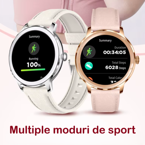 Ceas SmartWatch de Dama ZENARK® T50-XS PRO, 2 Bratari, Ecran AMOLED Ultra HD 4K, Gold [12]