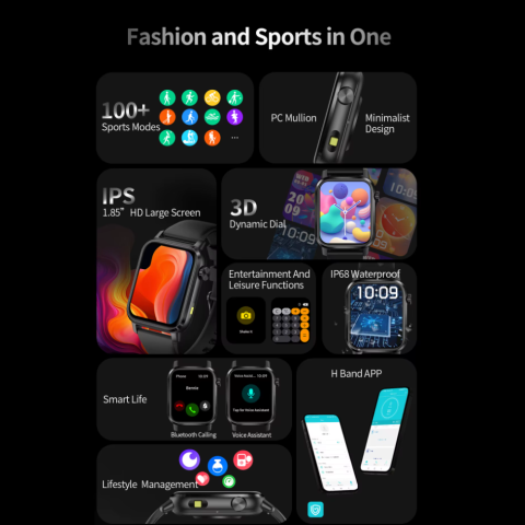 Ceas SmartWatch ZENARK® VZ 3 LITE, Ecran Ultra HD, Negru [14]