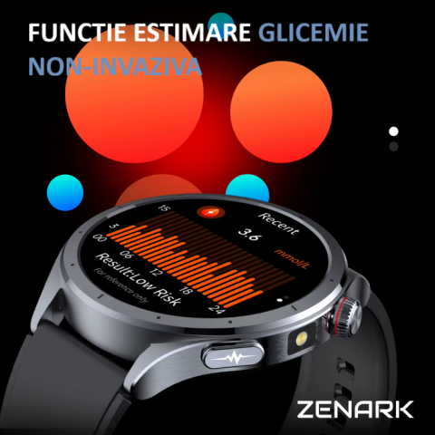 Ceas SmartWatch ZENARK® MED-X 14 PRO, Ecran IPS Ultra 4K, Functii sanatate, Negru [10]