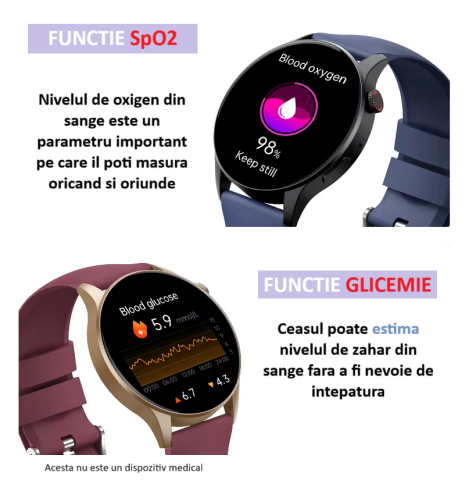 Ceas SmartWatch ZENARK® Y8 LITE, Ecran AMOLED, Ultra HD 4K, Roz [6]