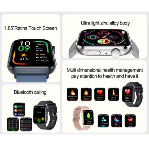 Ceas SmartWatch ZENARK® T9, Ecran Retina Ultra HD, Functii sanatate, 100+ Sporturi, Negru [5]