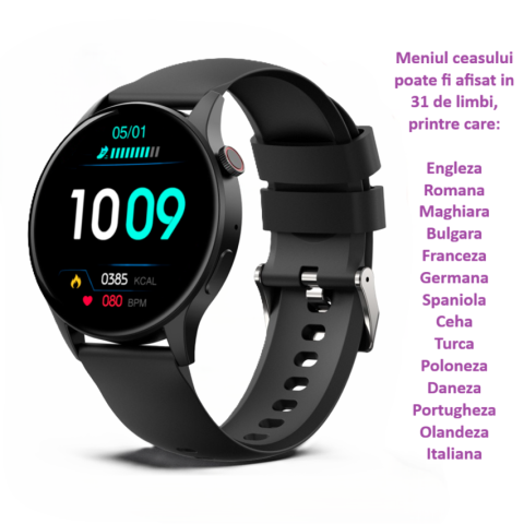 Ceas SmartWatch ZENARK® Y8 S, Ecran AMOLED, Ultra HD 4K , Negru [1]