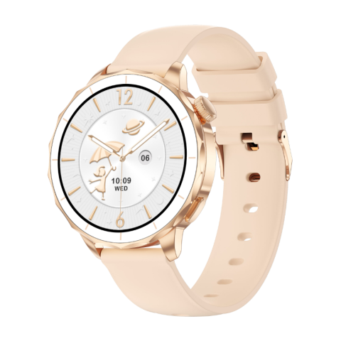 Ceas SmartWatch Dama ZENARK® Watch H65 PRO, 2 Bratari, Ecran AMOLED, Ultra HD 4K, Gold/Rose [1]