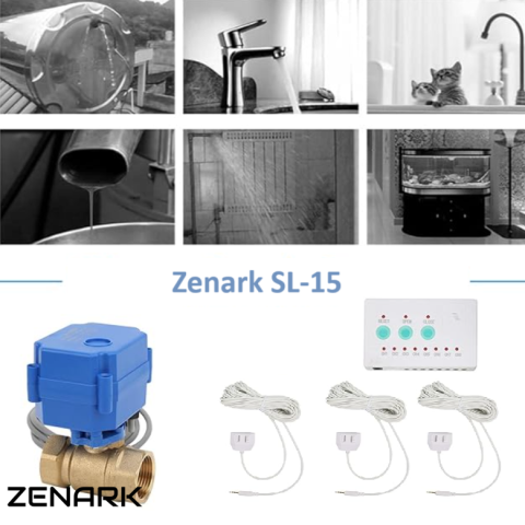 Sistem automat impotriva inundatiilor, Zenark Stop-Leak SL-15, Electrovalva automata Fast-Lock DN25 1" 1 Tol, 3 senzori 360 cu cablu [6]