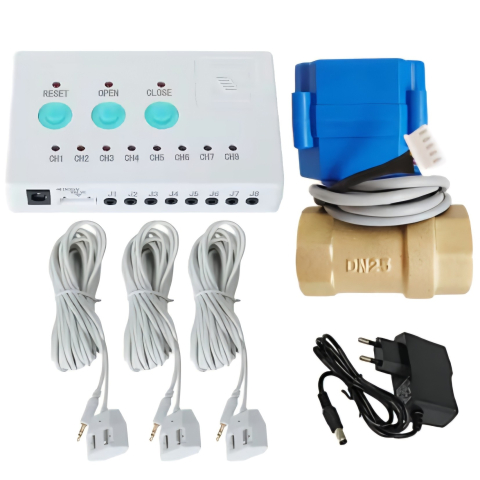 Smart Home - Sistem automat impotriva inundatiilor, Zenark Stop-Leak SL-15, Electrovalva automata Fast-Lock DN25 1" 1 Tol, 3 senzori 360 cu cablu