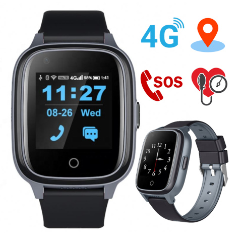 MEDICAL series - Smartwatch pentru Seniori/Adulti cu Cartela SIM ZENARK® G4 Elder PRO, Negru
