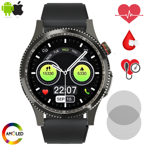 TOATE PRODUSELE - SmartWatch ZENARK HX 9 PRO AMOLED, Glicemie, ECG, Negru