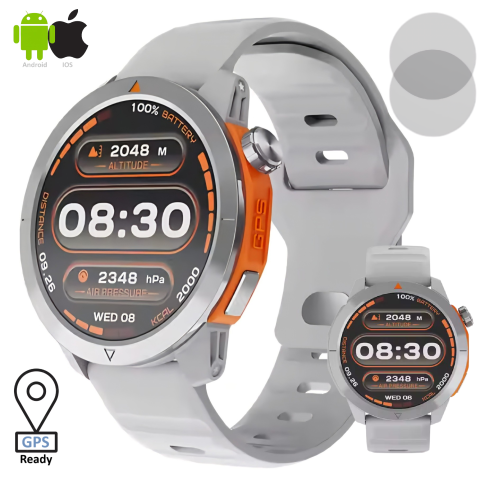 OUTDOOR series - Smartwatch ZENARK® XN7 LITE, Ecran AMOLED, Subacvatic 3 ATM, Busola, GPS integrat, Altimetru, Barometru, Gri