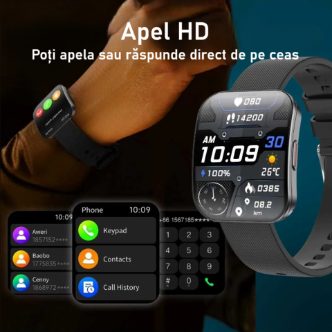 Smartwatch dama ZENARK ULTRA 17 Negru curbat | AMOLED & Apeluri Bluetooth [13]