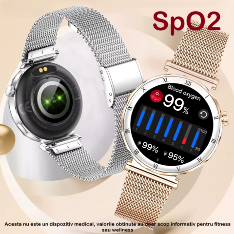 Ceas Smartwatch Dama ZENARK® i22 PRO, SUPER AMOLED, Silver/White [3]