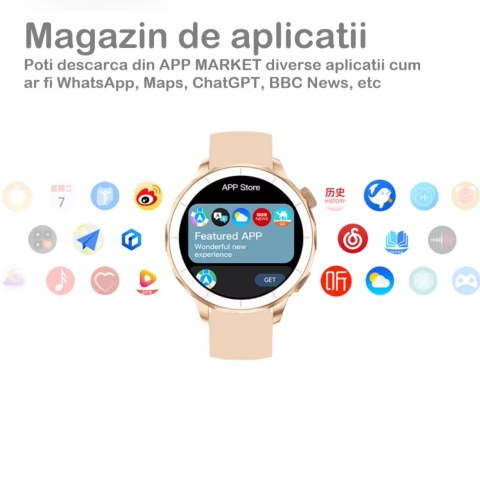 Ceas SmartWatch Dama ZENARK® Watch H65 PRO, 2 Bratari, Ecran AMOLED, Ultra HD 4K, Silver/White [11]