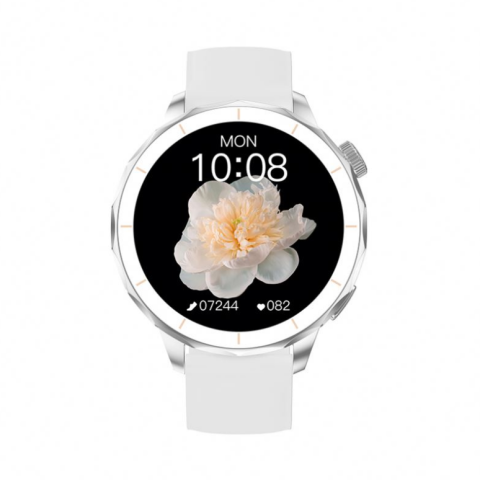 Ceas SmartWatch Dama ZENARK® Watch H65 PRO, 2 Bratari, Ecran AMOLED, Ultra HD 4K, Silver/White [3]