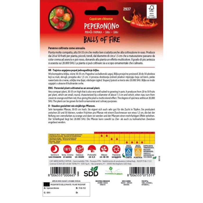 Seminte de ardei iute Balls of Fire - planta compacta cu fructe rotunde multicolore [2]