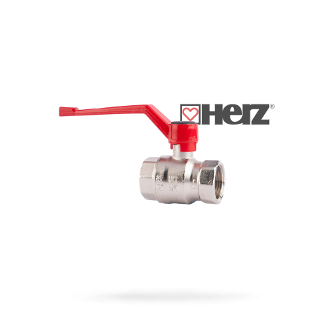 Robineti si fitinguri - Robinet cu bila HERZ DN15 - 1/2" FI-FI, maner maneta - alama nichelata